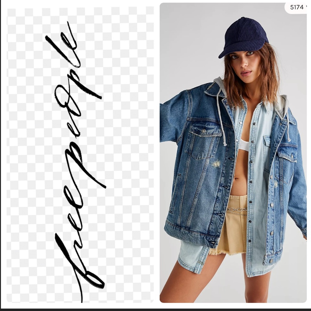 Free people Flawless Hooded denim jacket Sz- Xs